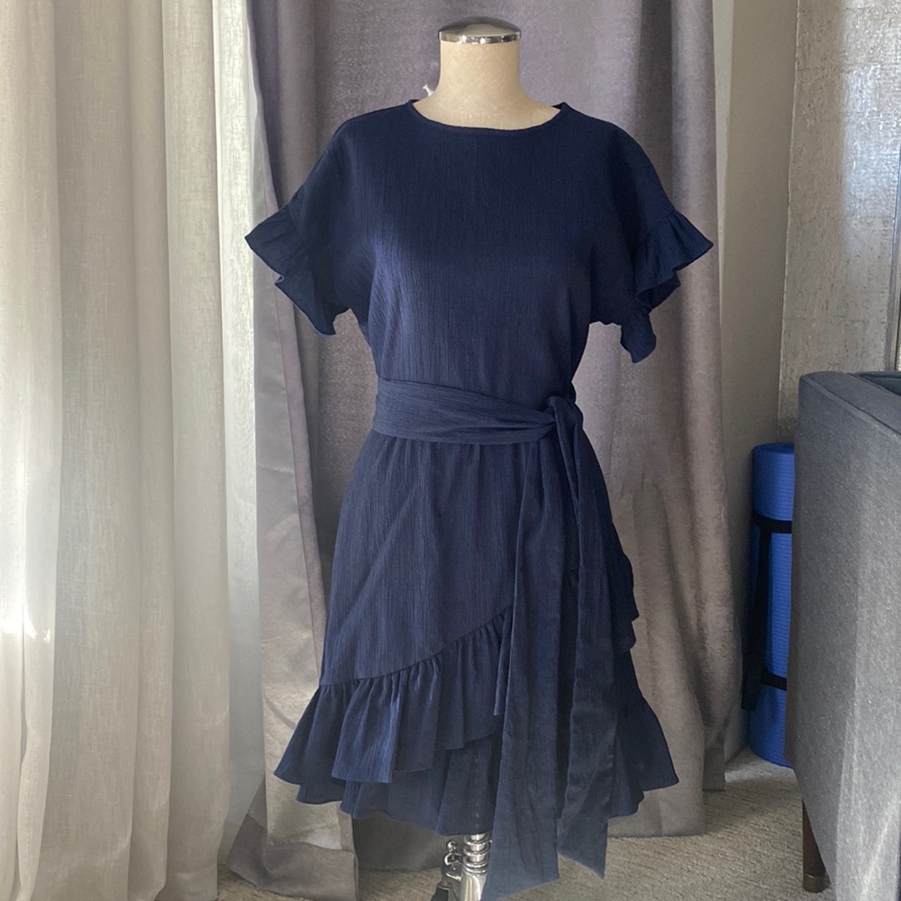 Michael Kors Navy Ruffled skirt dress